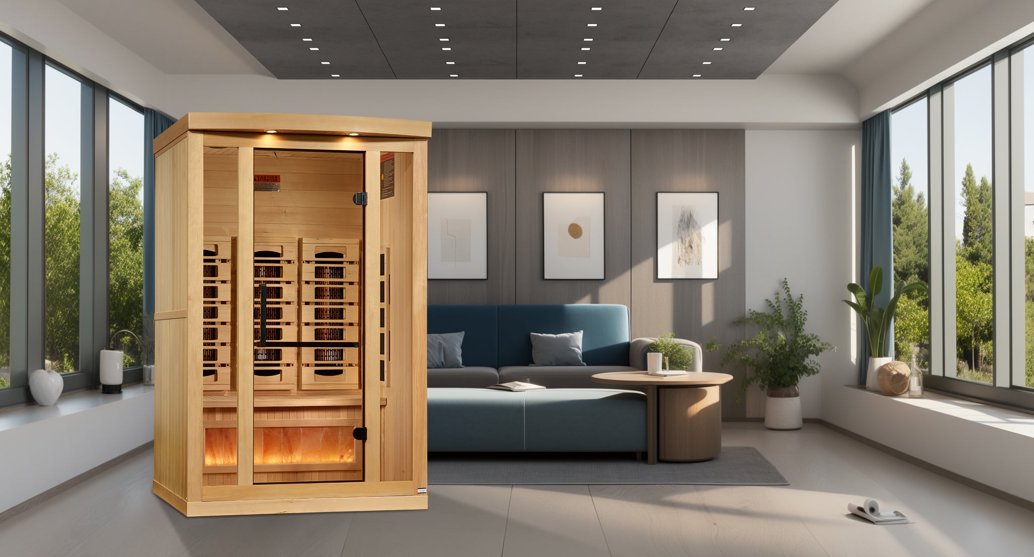Golden Designs Salt, Full-Spectrum 2-Person Near-Zero EMF FAR Infrared Sauna