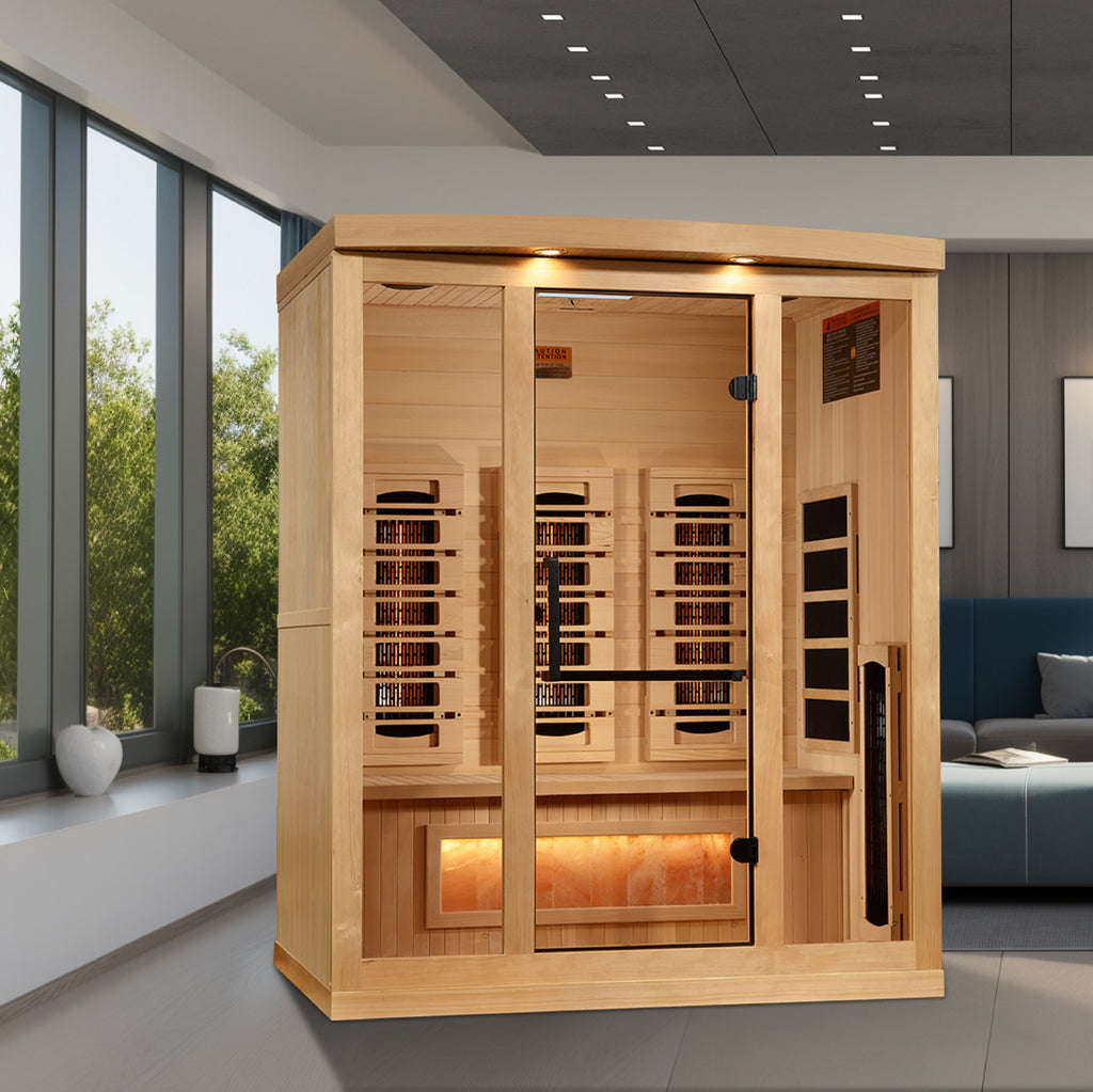 Golden Designs Salt, Full-Spectrum 3-Person Near-Zero EMF FAR Infrared Sauna
