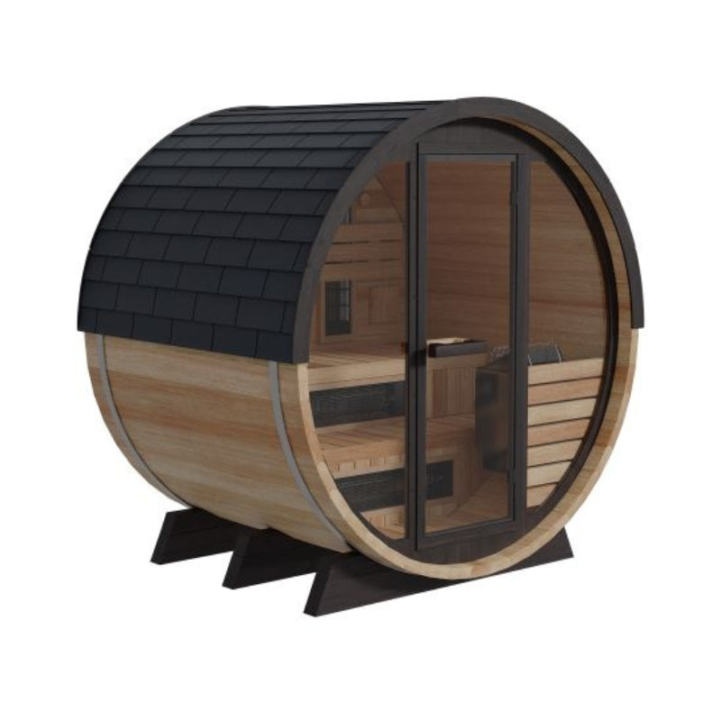 Finnmark FD-7 Thermo-Aspen Combination Barrel Sauna (Infrared + Traditional, 6x6 Outdoor)