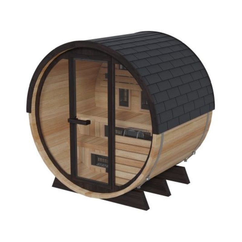 Finnmark FD-7 Thermo-Aspen Combination Barrel Sauna (Infrared + Traditional, 6x6 Outdoor)