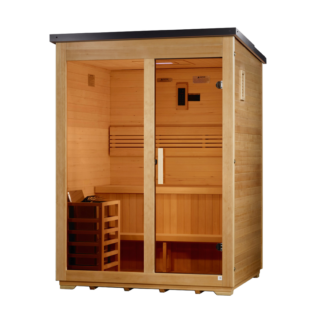 Golden Designs Arlberg 3-Person Outdoor Traditional Steam Sauna (Flat Roof)
