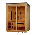 Golden Designs Carinthia 3-Person Hybrid Outdoor Sauna (Full Spectrum IR + Traditional Stove)