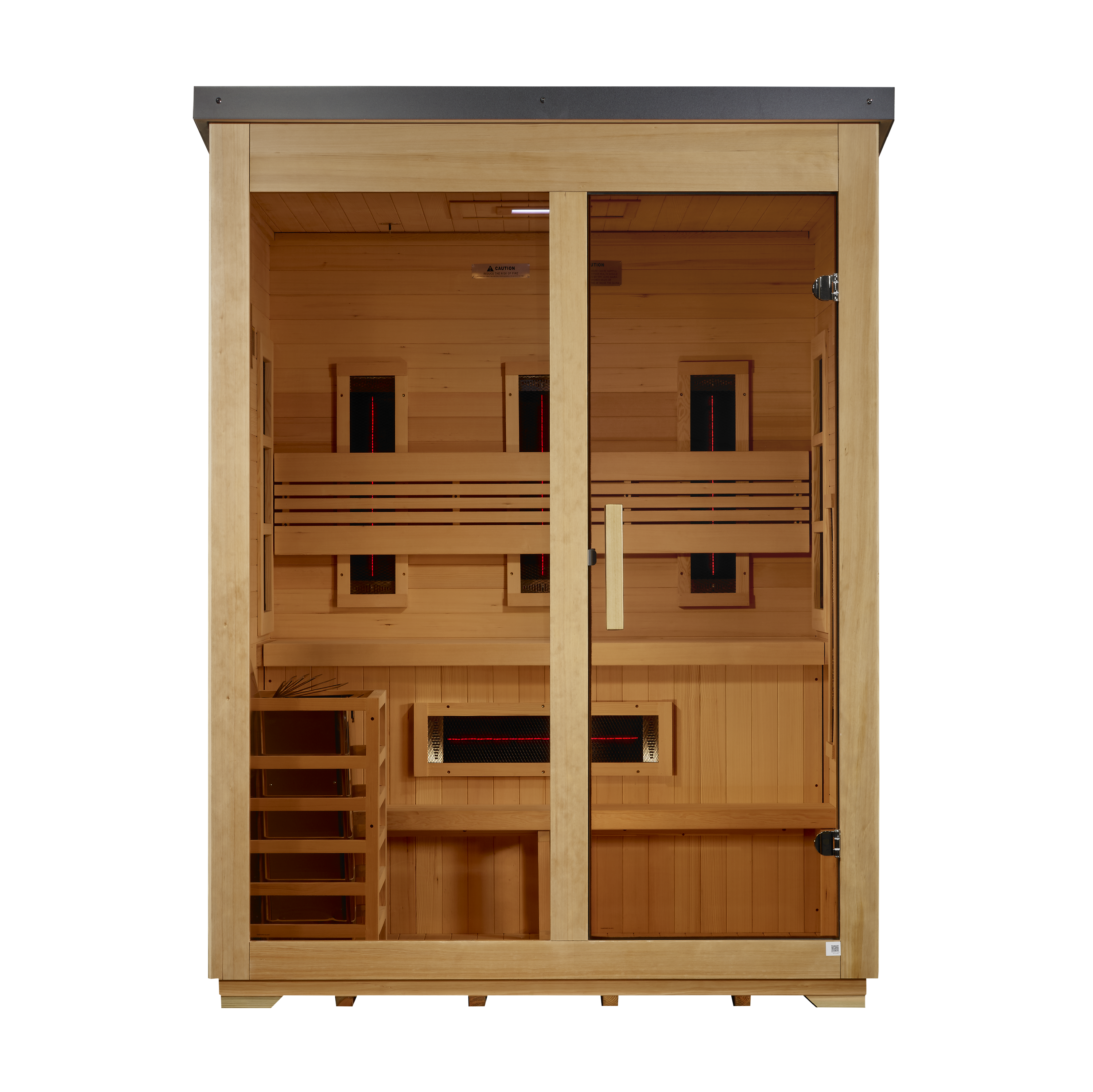 Golden Designs Carinthia 3-Person Hybrid Outdoor Sauna (Full Spectrum IR + Traditional Stove)