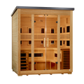 Golden Designs Gargellen 5-Person Hybrid Flat-Roof Outdoor Sauna (Full Spectrum IR + Traditional Stove)