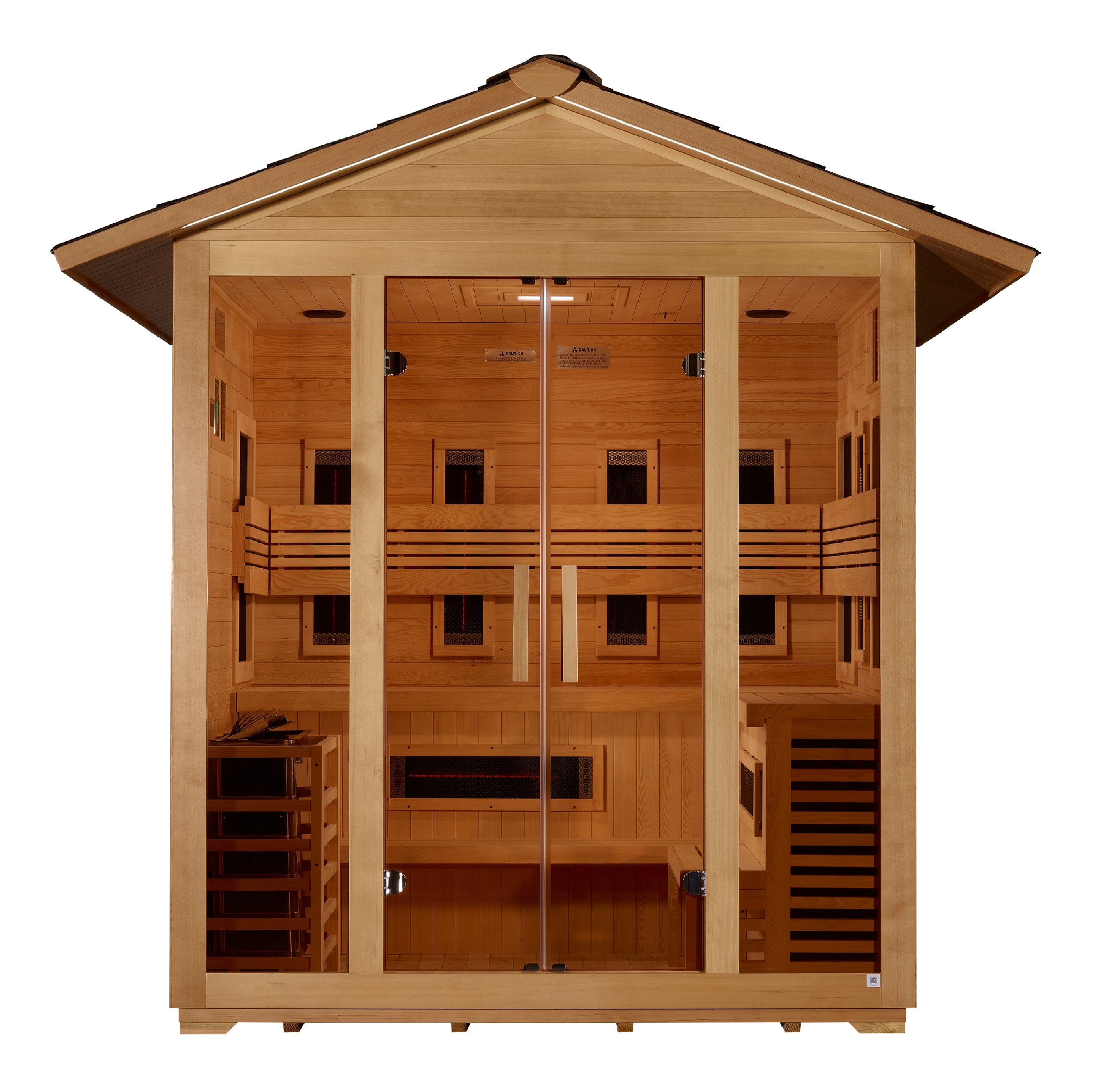 Golden Designs Gargellen 5-Person Hybrid Outdoor Sauna (Full Spectrum IR + Traditional Stove)