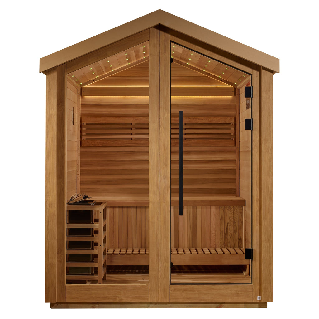 Golden Designs Savonlinna 3-Person Outdoor Traditional Sauna (Vanilla Crème)