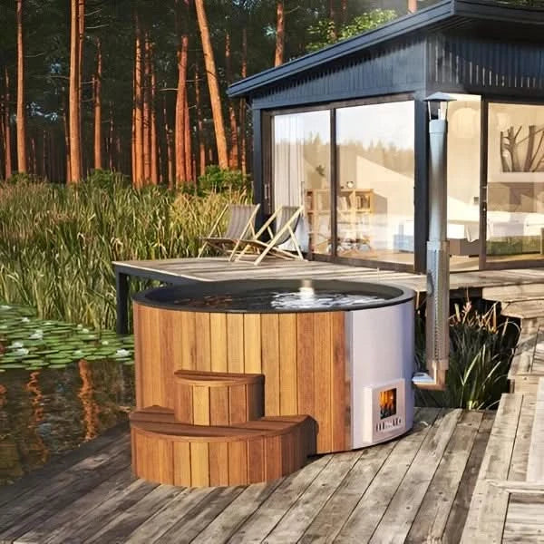 SaunaLife Model S4N Soak-Series Wood-Burning Hot Tub (Natural, Up to 6 Persons)
