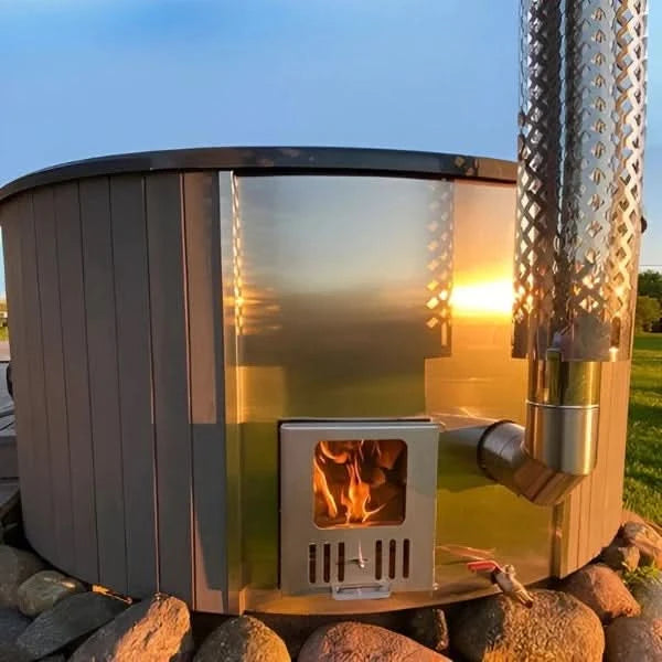 SaunaLife Model S4N Soak-Series Wood-Burning Hot Tub (Natural, Up to 6 Persons)